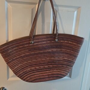 Striped Brown Tote Bag